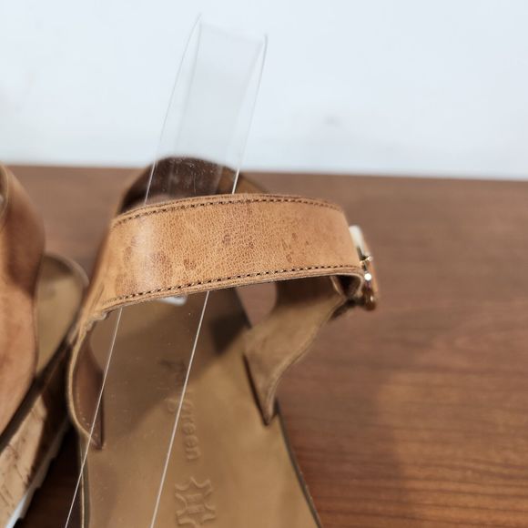 Paul Green Shoes Womens Size 7.5 UK  10 US Open Toe Leather Tan Sandal *FLAWS* - Picture 12 of 16